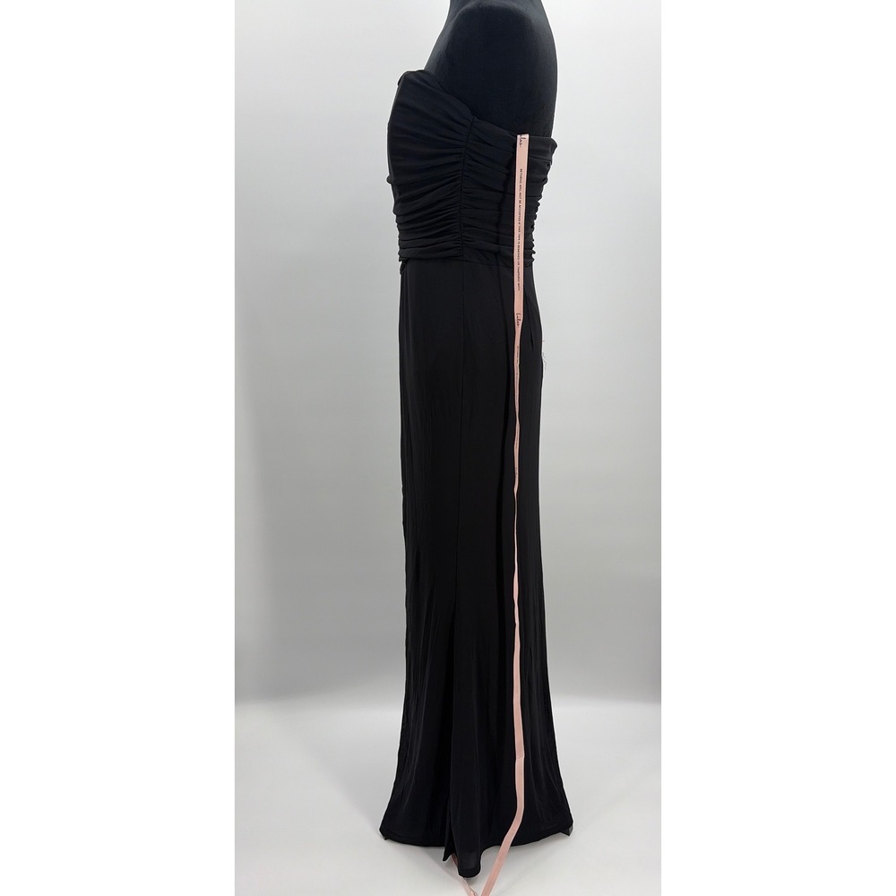 Lulus Epitome of Allure Black Mesh Strapless Ruched Maxi Dress NBD6304 Womens L - Picture 8 of 12